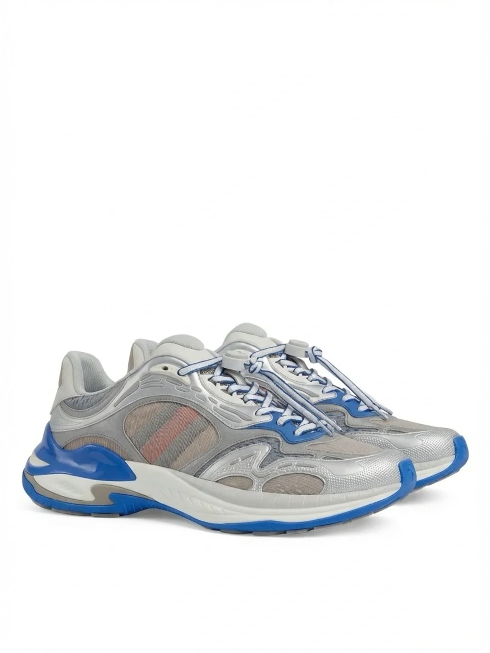 Gucci Silver and Blue Men's Running Sneakers